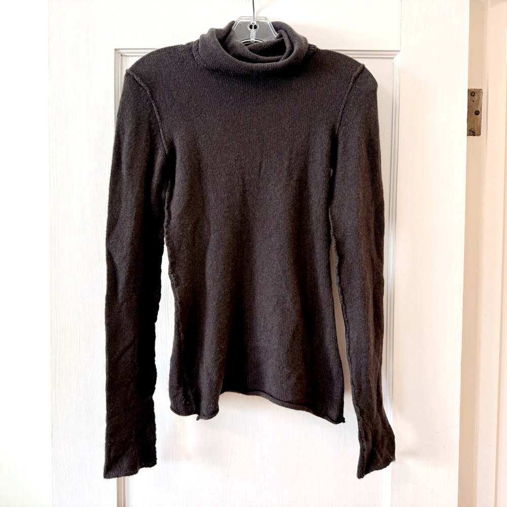 INHABIT | Brown Cashmere Blend Turtleneck Sweater S